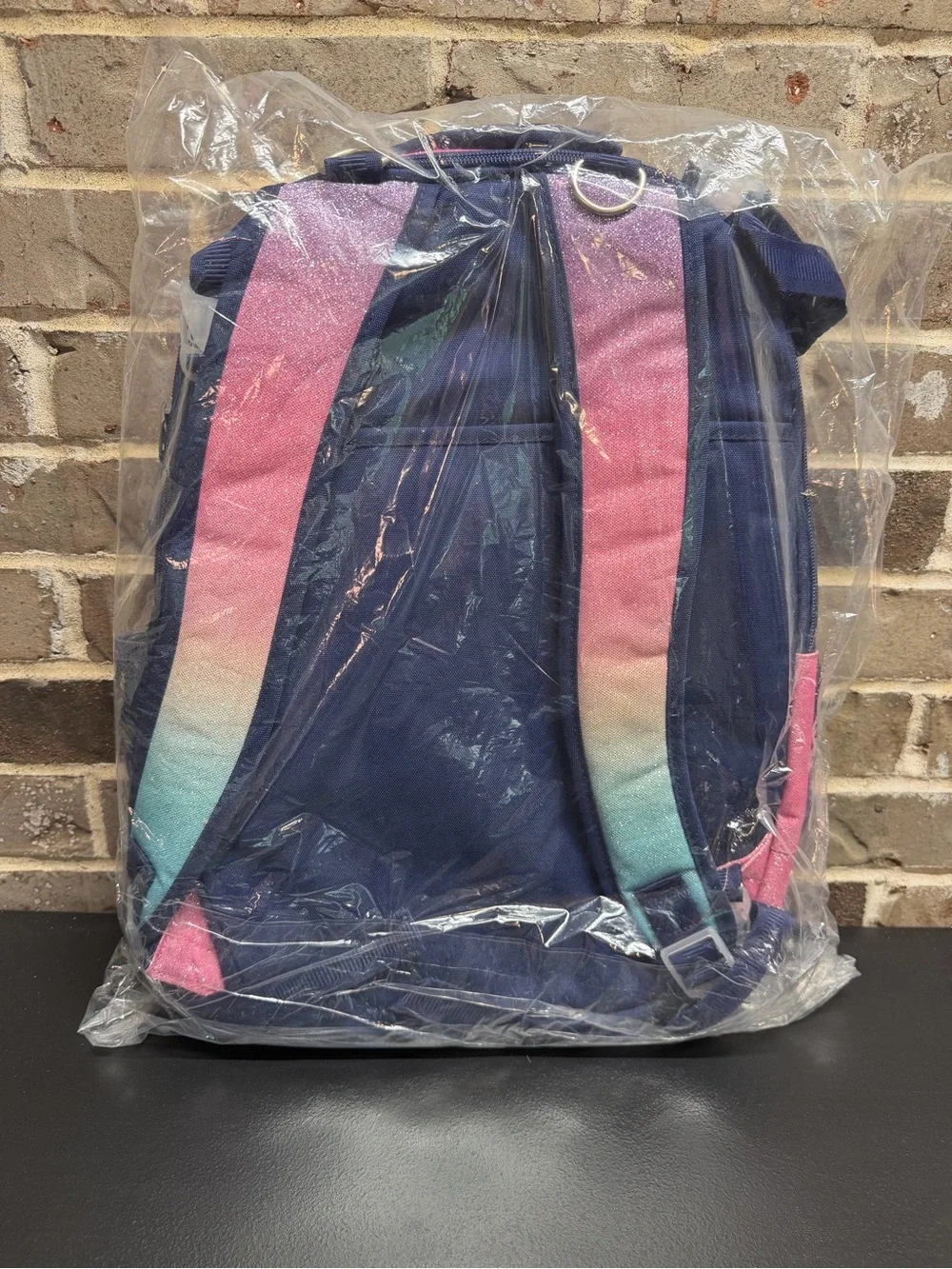 Pottery Barn Kids Mackenzie Rainbow Ombre Sparkle Glitter Adaptive Backpack NEW